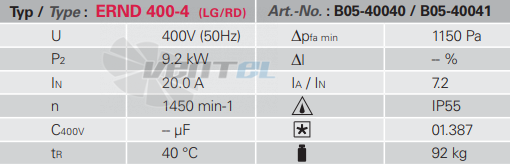 Rosenberg ERND 400-4 R - описание, технические характеристики, графики